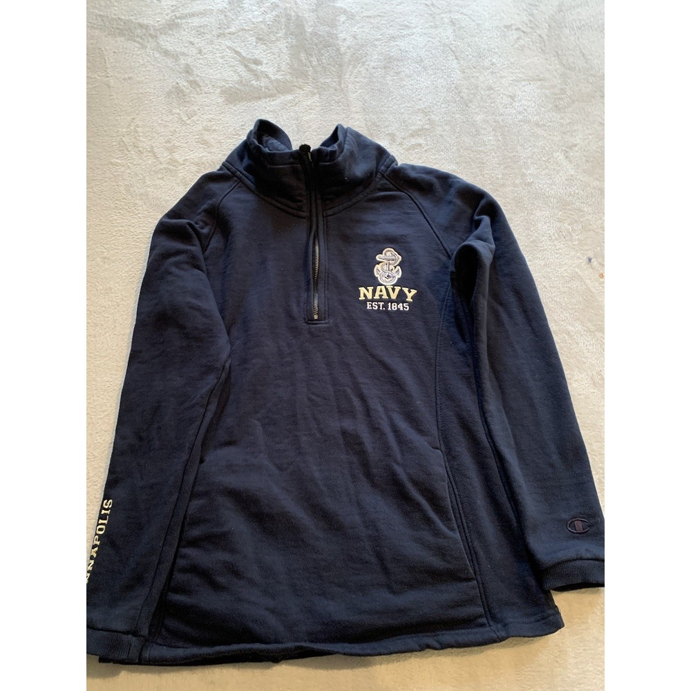 Champion U.S.‎ Naval Academy Annapolis Navy Blue 1/4 Zip Embroidered Size Small